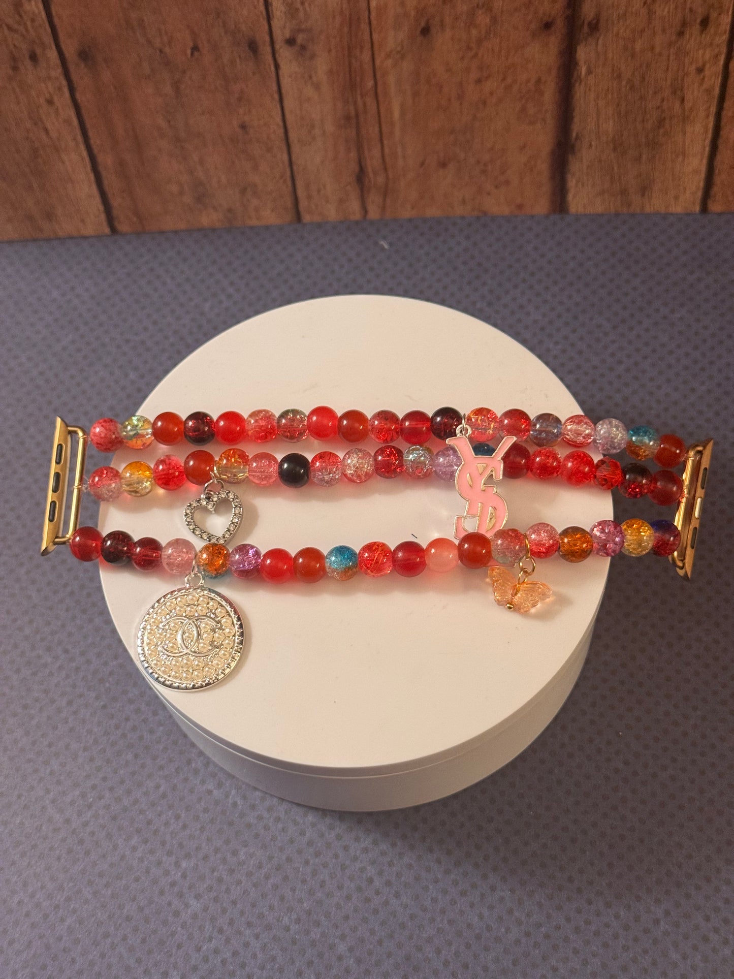 Red Glass Beads Apple Watch Band