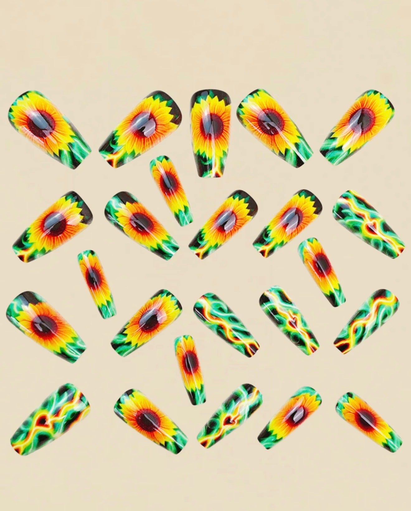 Floral Sunflower Press On Nails