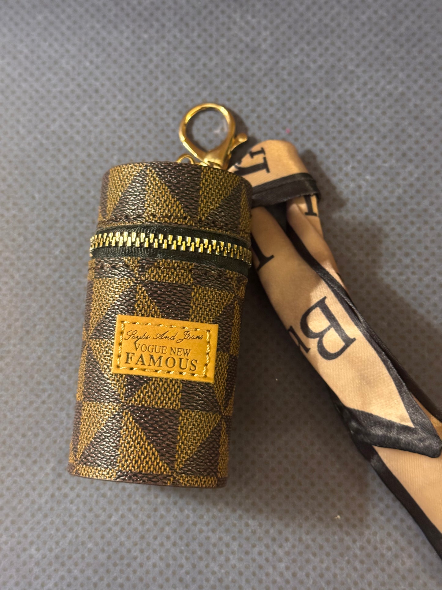 Luxury Leather lipstick Organizer Keychain