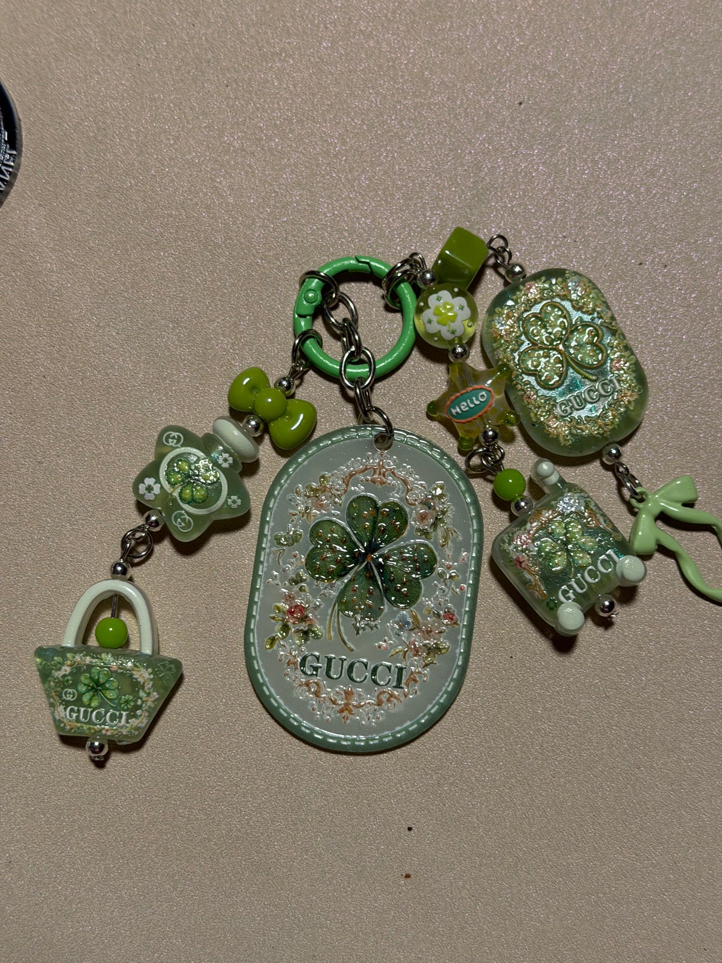 Green 4 Leaf Clover Bag Charm