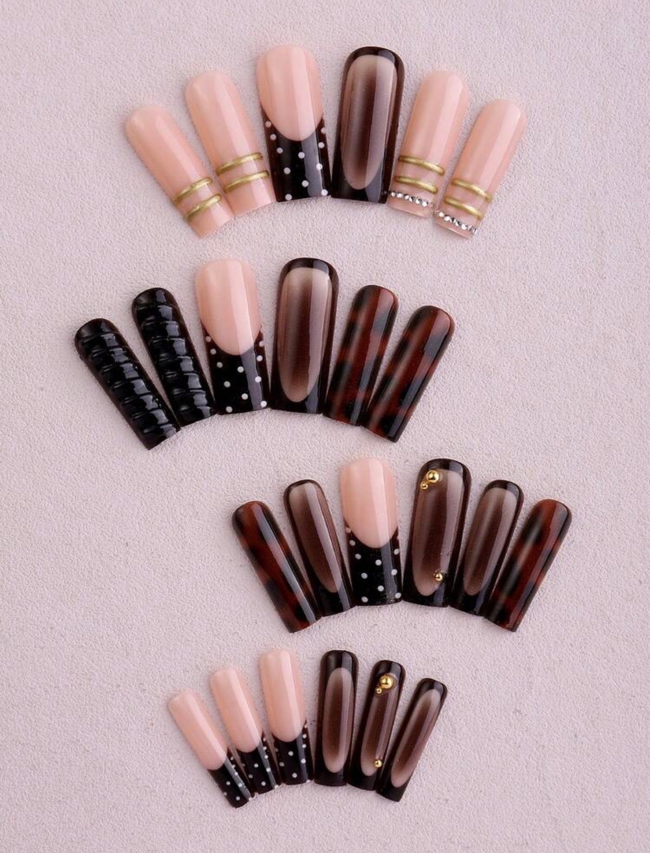 Mocha Blossom press on nails