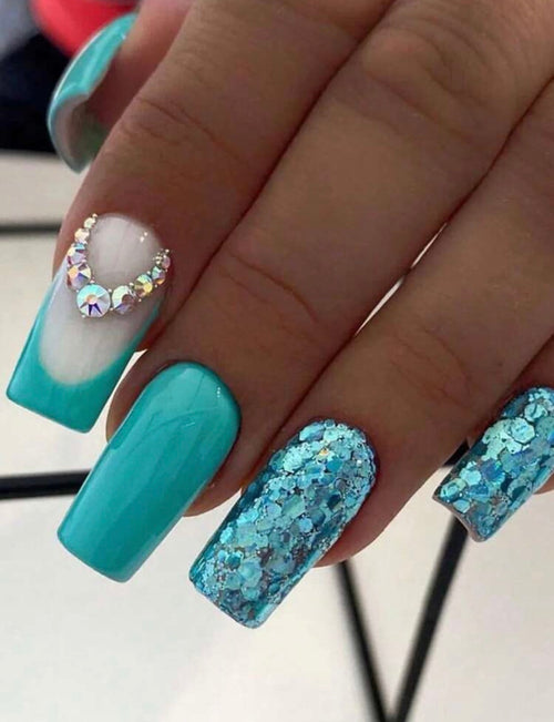 24K Wildcat Blue Press On Nails