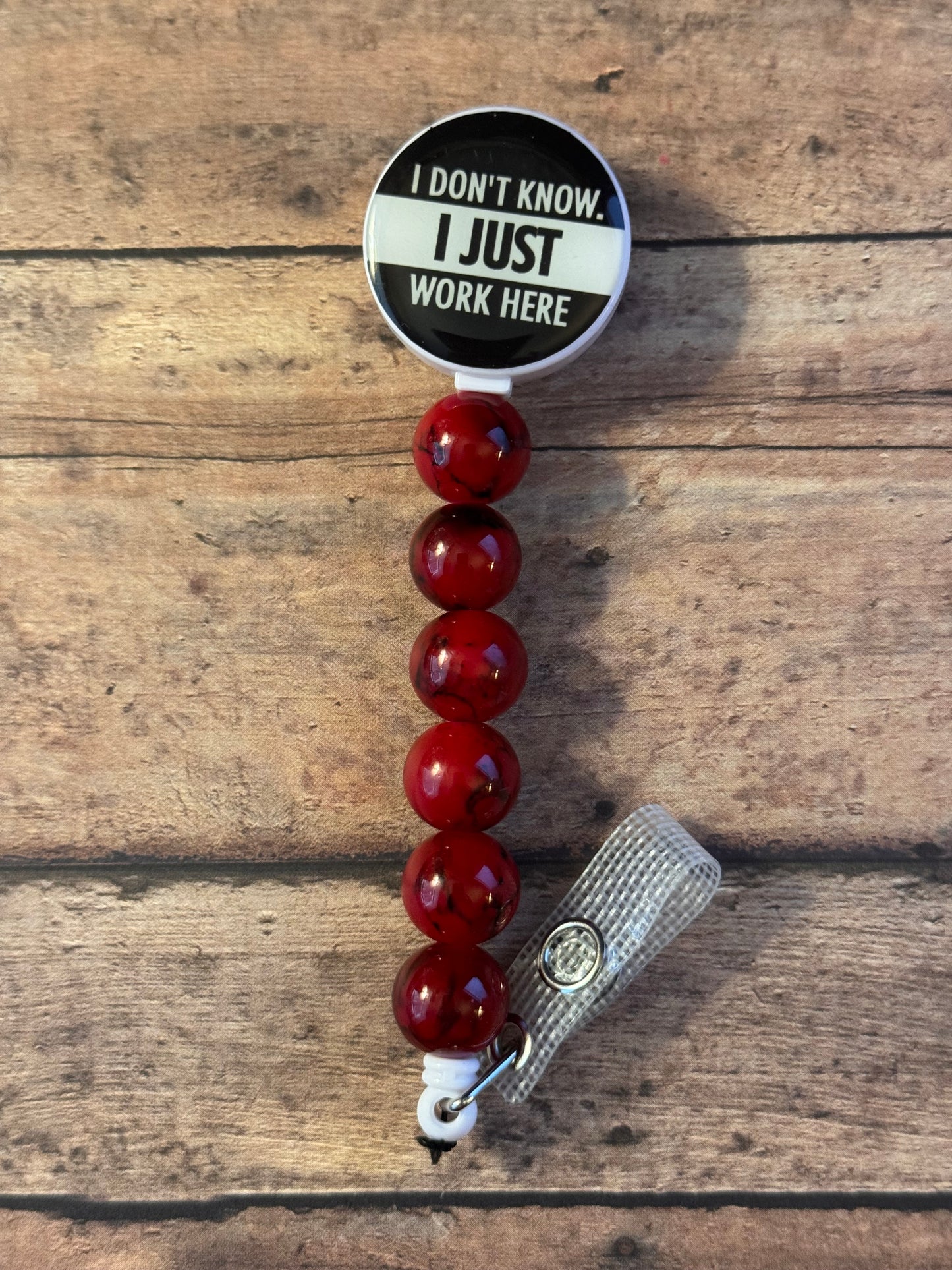 I just work here badge Reel, retractable