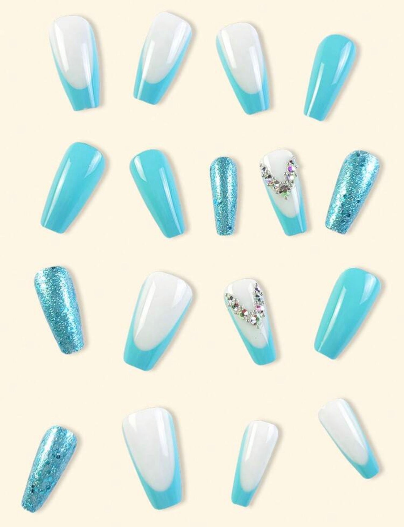 24K Wildcat Blue Press On Nails