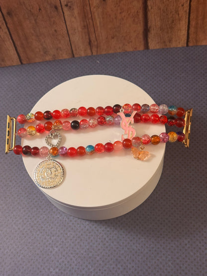 Red Glass Beads Apple Watch Band