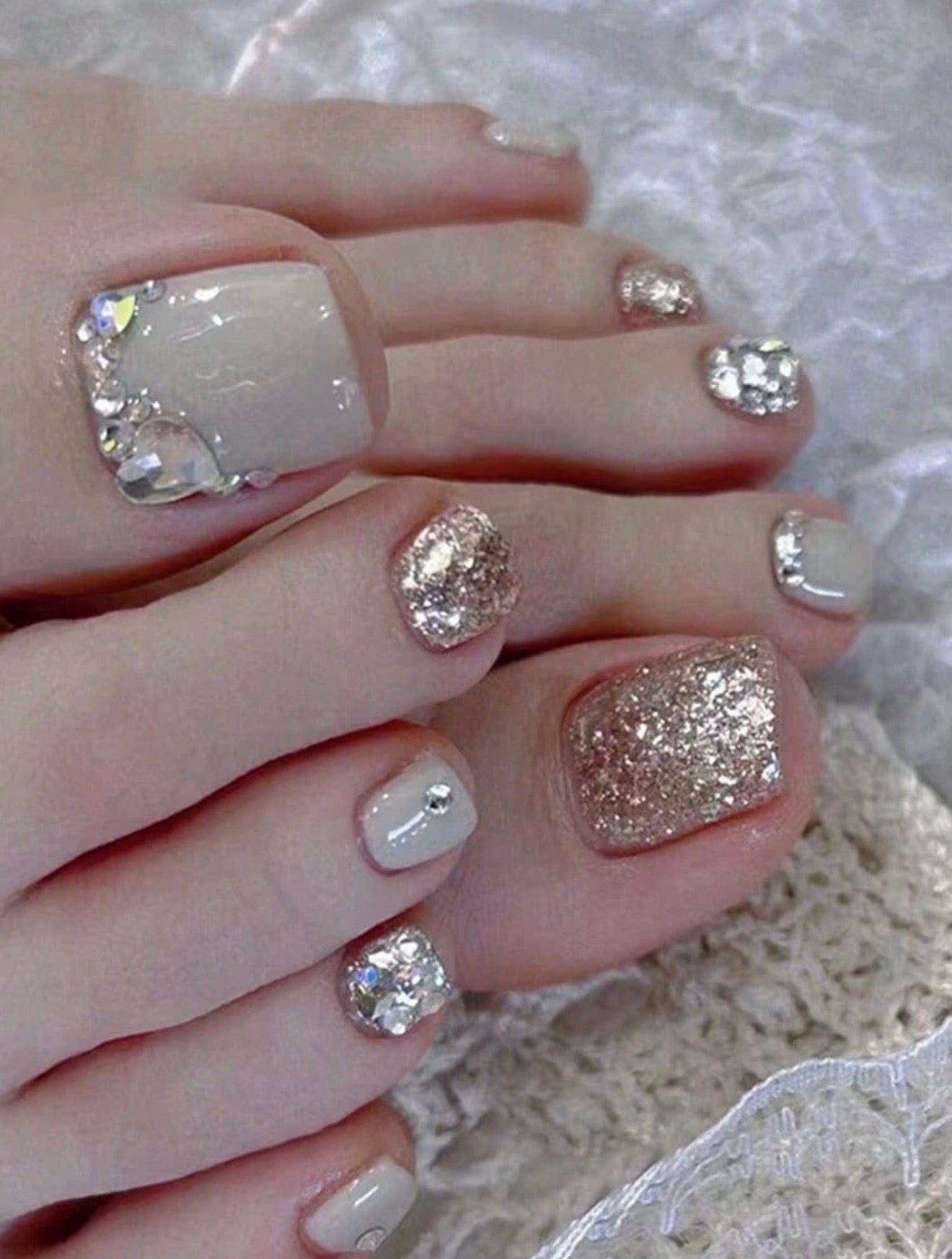 Rose Gold Radiance Press On toenails