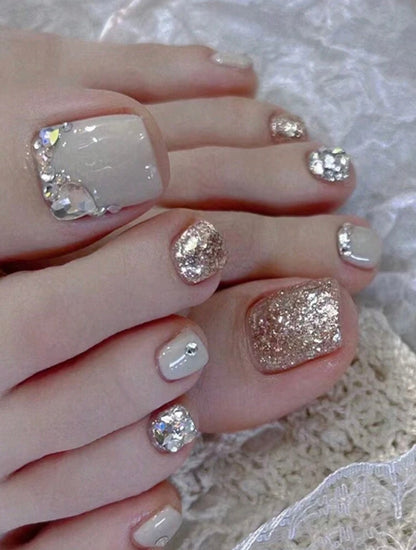 Rose Gold Radiance Press On toenails