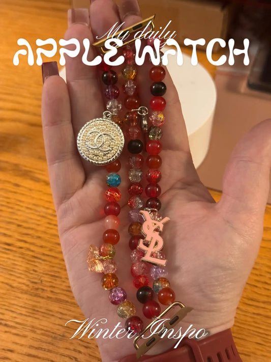 Red Glass Beads Apple Watch Band