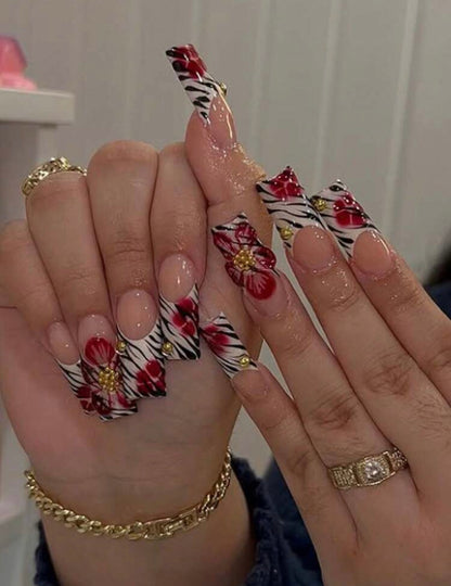 Crimson Safari Press On Nails