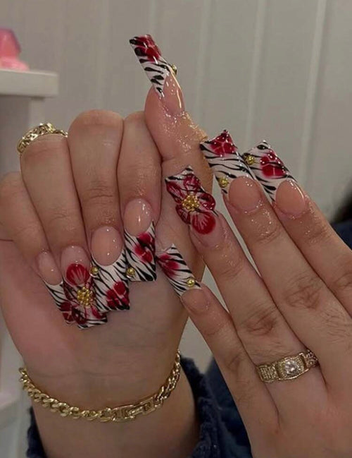 Crimson Safari Press On Nails