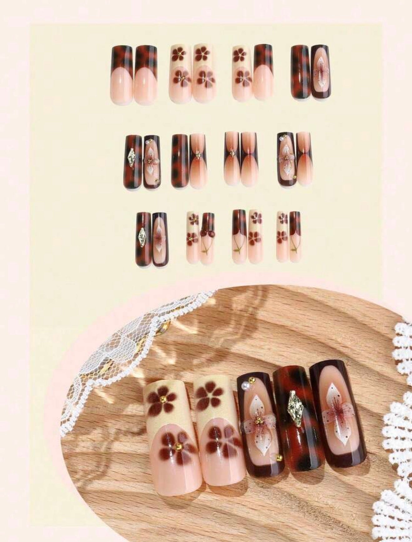 Velvet Coco Press On Nails, Square