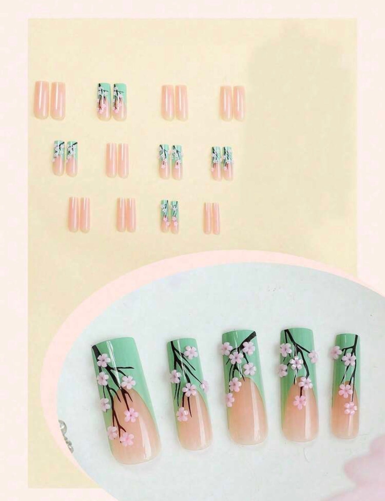 Japanese cherry Blossom press on nails