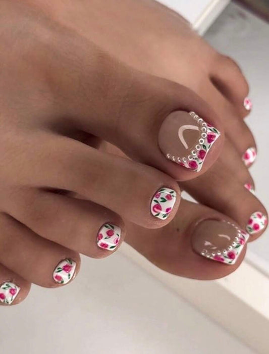Cherry wood charm press on toenails
