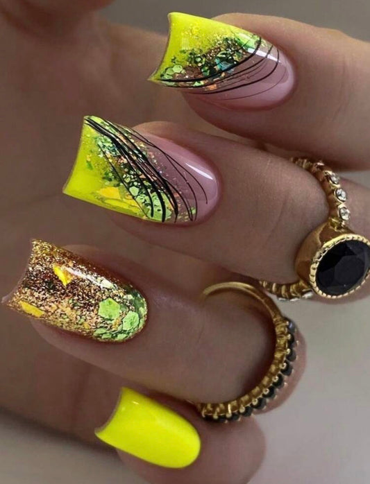 Neon Green Press On Nails