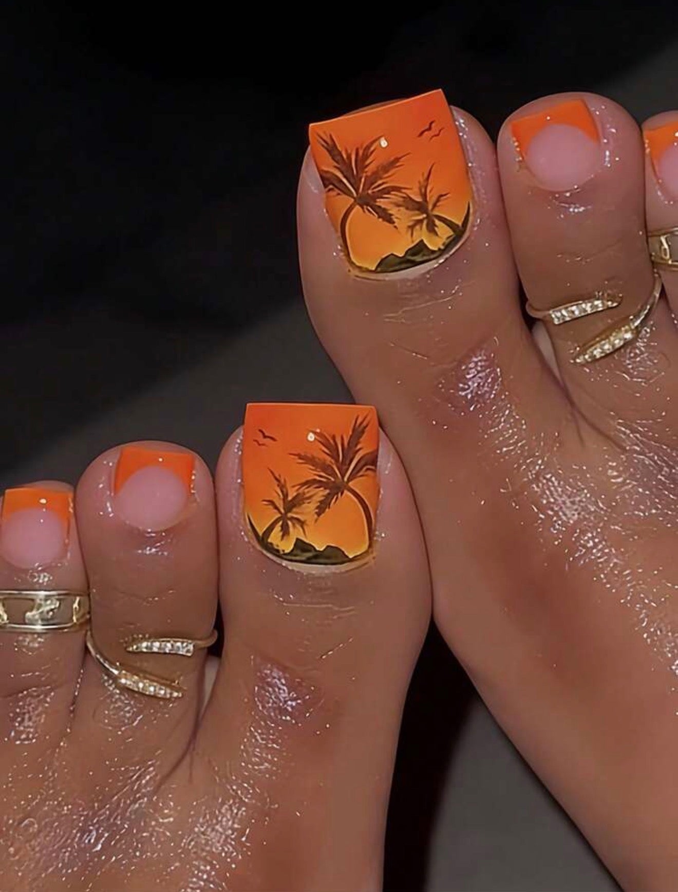 Tropical Sunset Press On Toenails