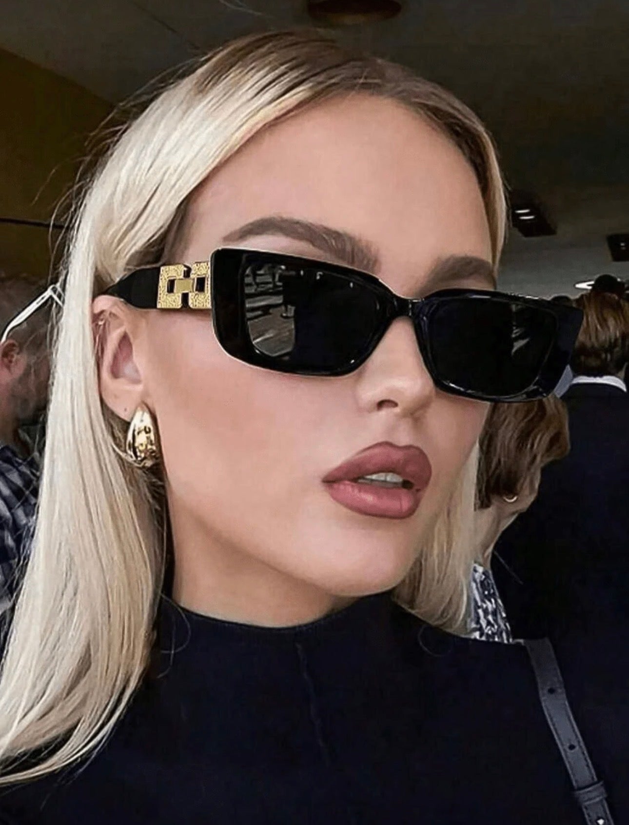 Women Black & Gold Sunglasses