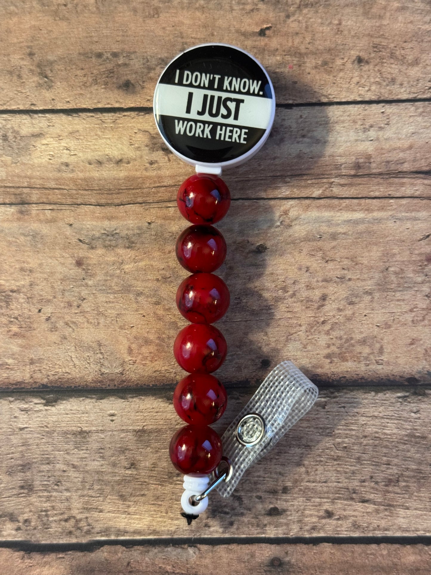 I just work here badge Reel, retractable