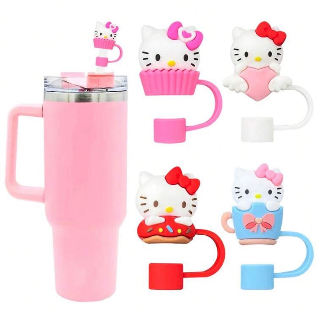 Hello Kitty Straw Toppers, Set of 4