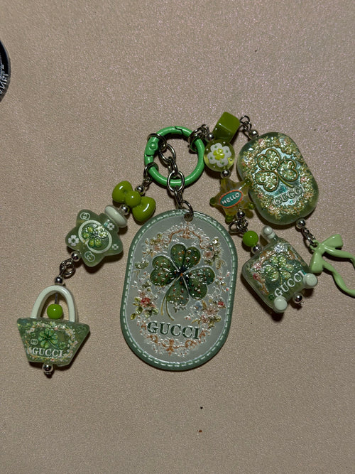 Green 4 Leaf Clover Bag Charm