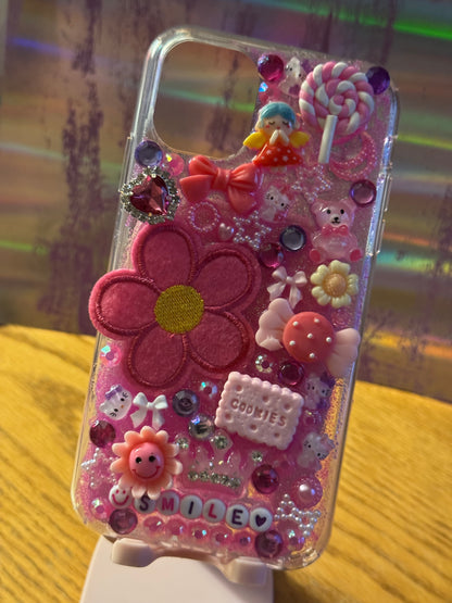 Pink floral, iPhone, 14 Pro Max, junk case