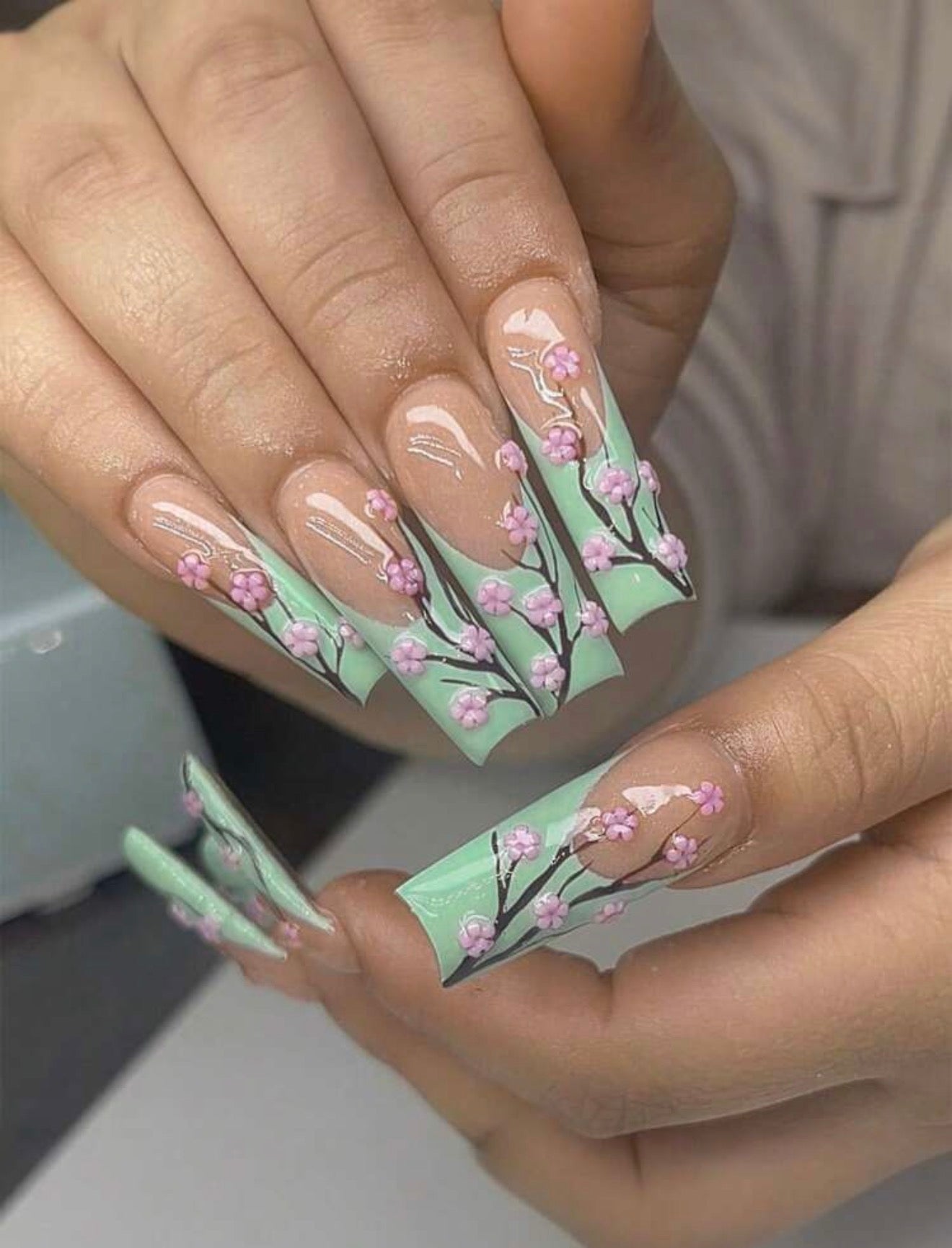 Japanese cherry Blossom press on nails