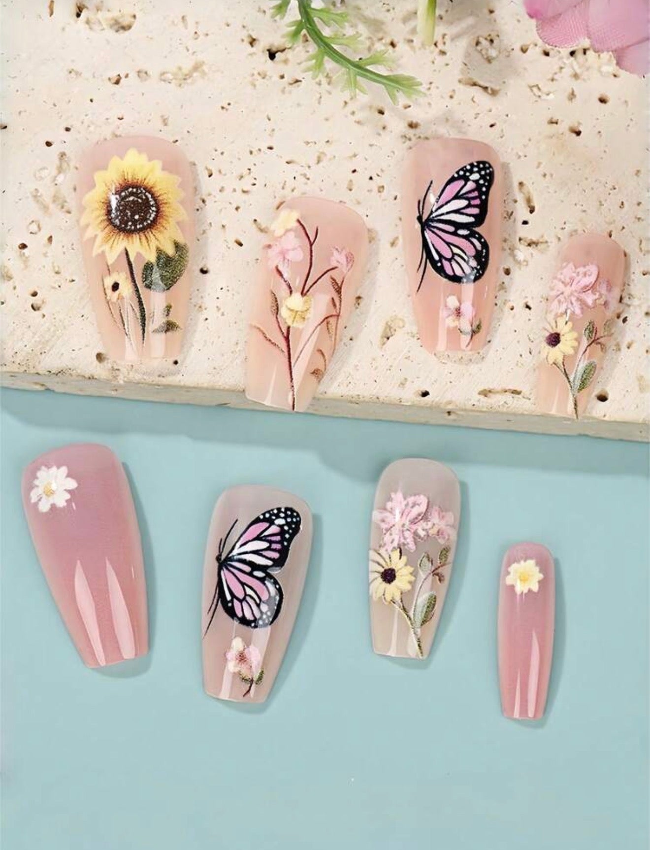 Wild Sunflower Field Press On Nails