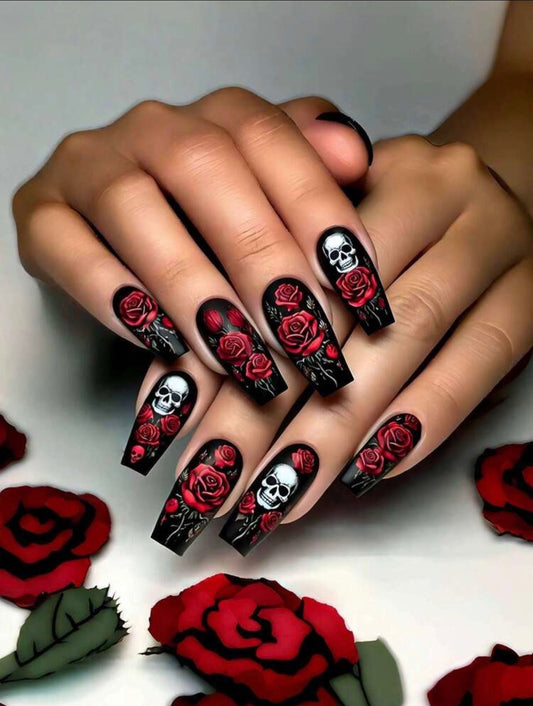 Skulls N Roses Press On Nails