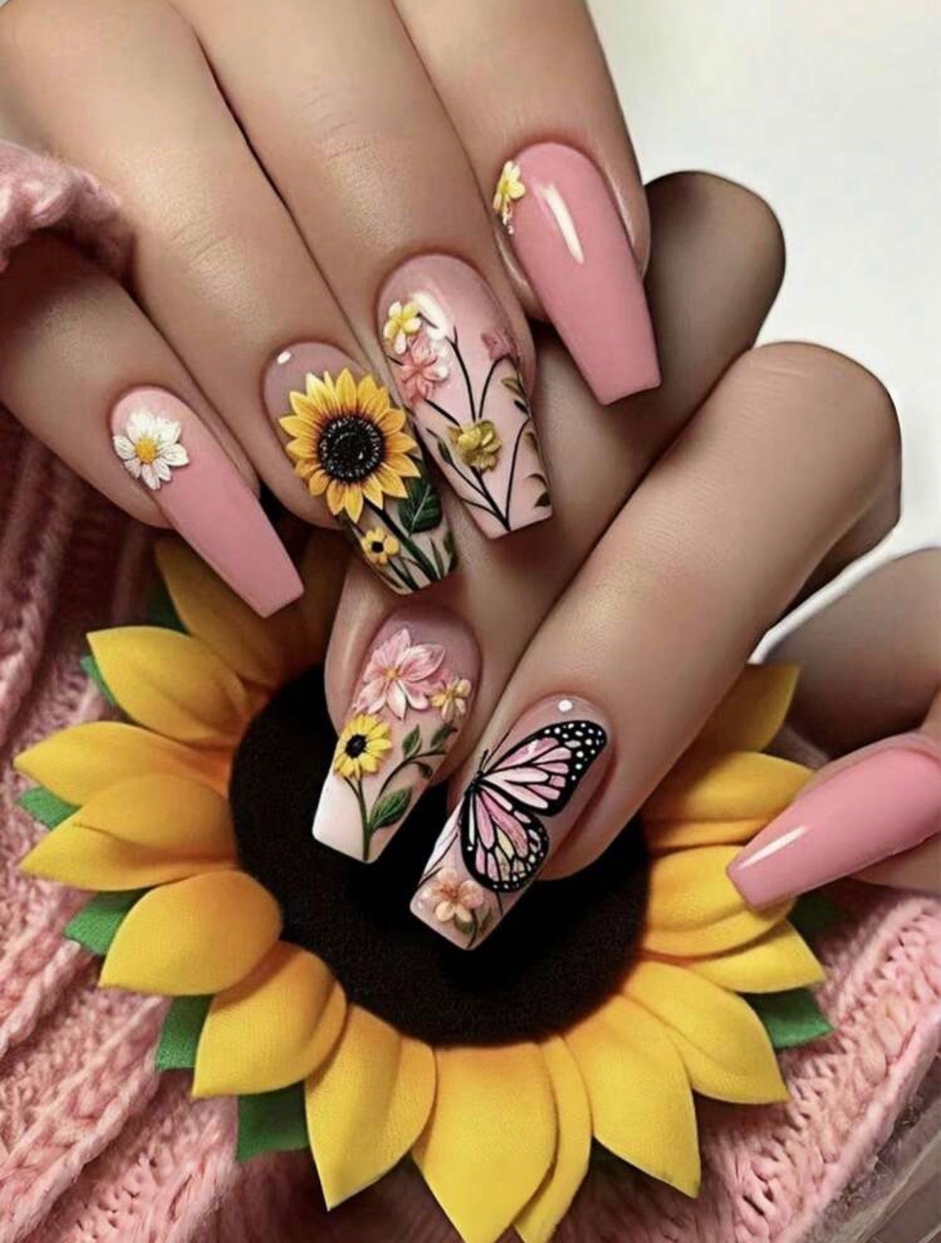 Wild Sunflower Field Press On Nails