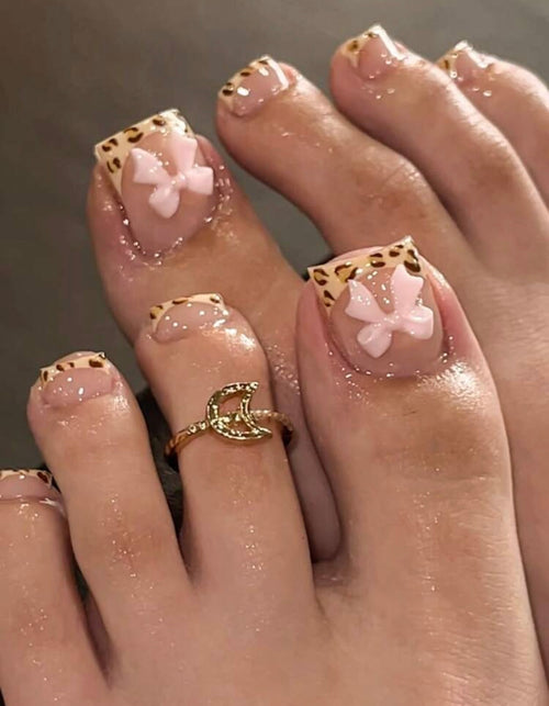 Cheetah and bows Press On Toenails