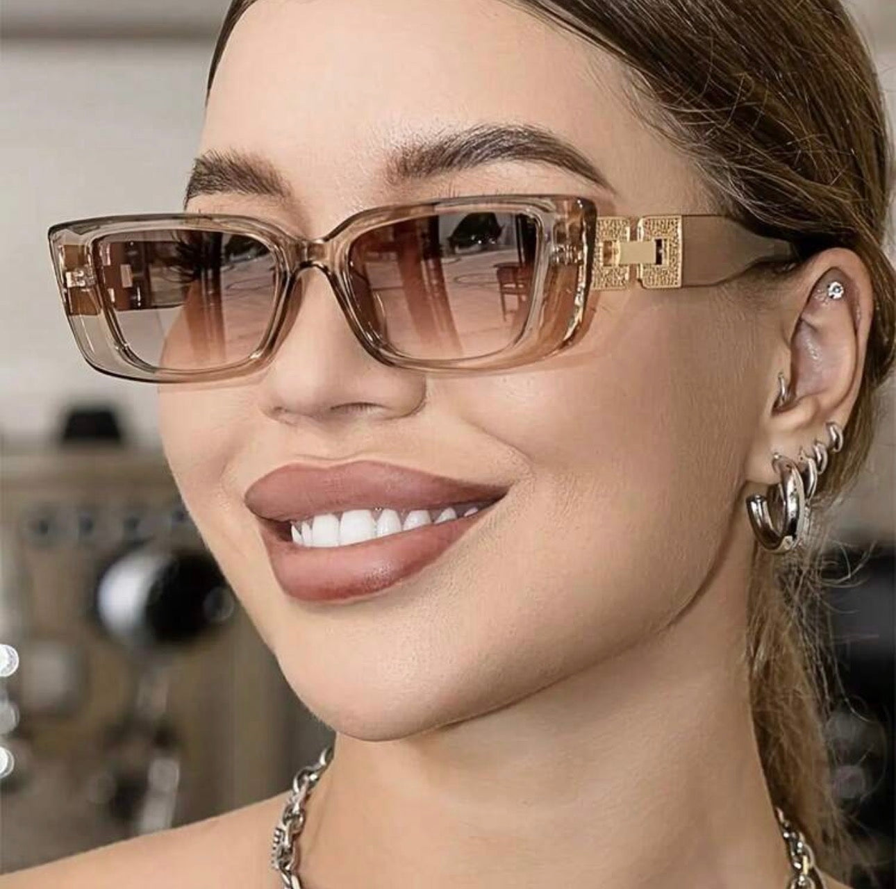 Women Fashion Style Sunglasses, Brown