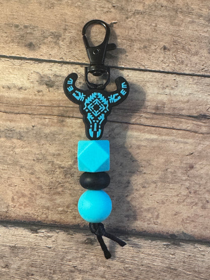 Blue Rustic Bullhead Keychain