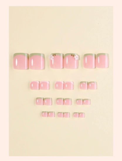 Green Floral French Tip Press Ons